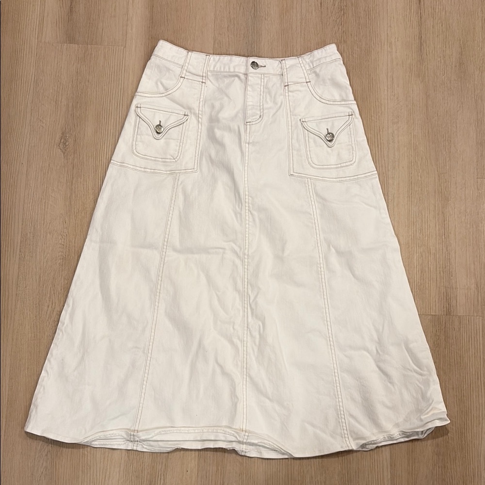 Seven7 Cream A-Line Skirt with Pockets
